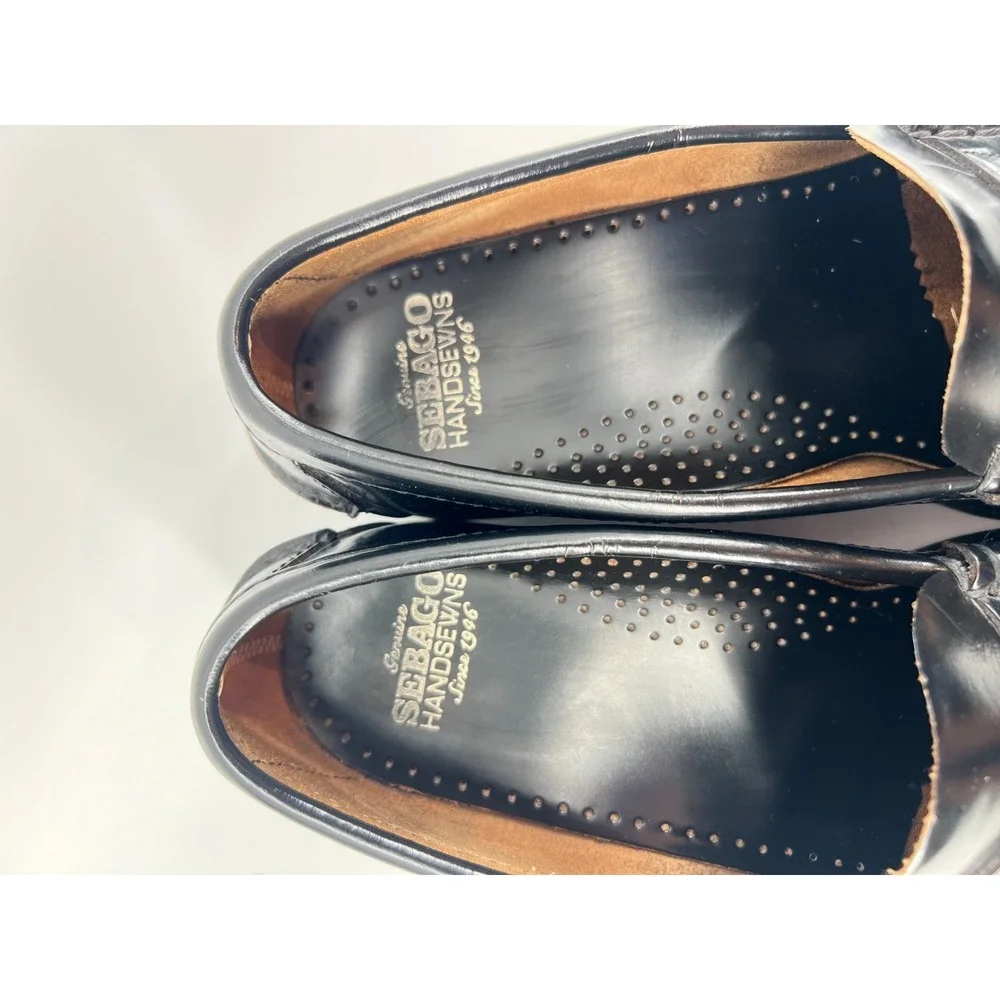 Sebago Classic Handsewns Leather Penny Loafers 9.5 E Black Genuine Preppy Ivy